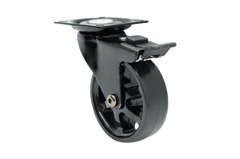 Headbourne 8276E Designer Casters 3 inch Polyurethane Black Mag Designer Caster, 4 Pack - Image 4